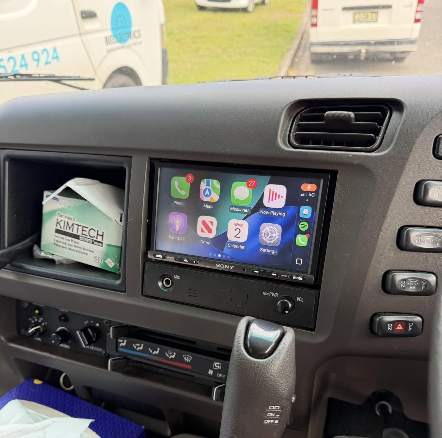 Apple CarPlay head unit fitted into a truck dashboard